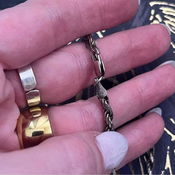 Vintage 80s Thick Unisex 925 Sterling Silver Twisted Rope Bracelet A3 - Picture 2 of 9